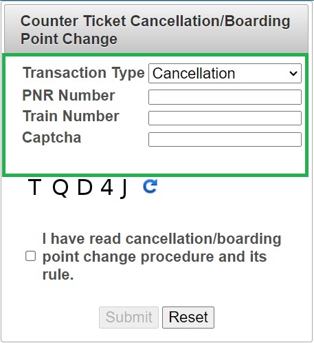 Counter Ticket Cancellation Procedure 